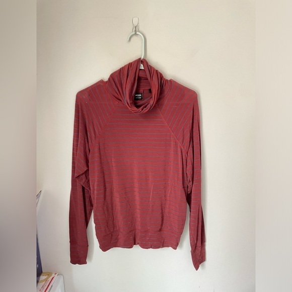 PrAna Maroon and Blue Pinstripe Cowlneck Long Sleeve Size XS - Picture 1 of 7